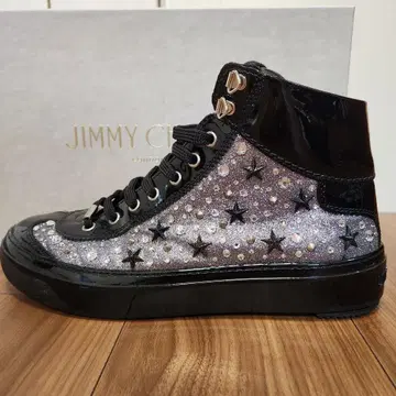 상자 포함 새상품! JIMMY CHOO 하이컷 스니커즈 블랙/실버