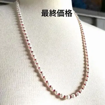 GSTV 무핵 담수 진주 레드 스피넬 롱 목걸이 60cm