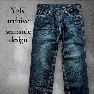 Y2K archive 데님  스티치 세만틱 디자인