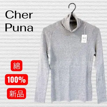 F-36 새상품 Cher Puna 면 100% 터틀넥 그레이 M 사이즈