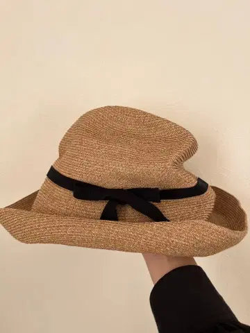 mature ha. 마츄아하 블랙 리본 브림 11cm 밀짚모자