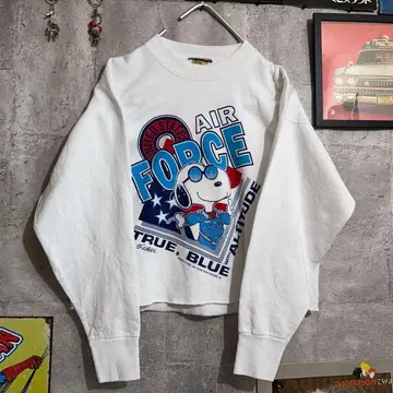 US 구제 의류/M 스누피 숏 기장 리메이크 80s 90s 긴팔 맨투맨