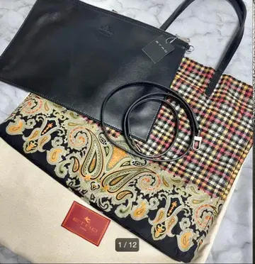 미사용 새상품 ETRO 페이즐리 체크 토트백 숄더백