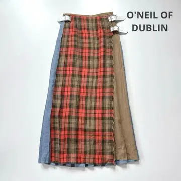 새상품급 오닐 오브 더블린 린넨 롱 퀼트 스커트 퀼트핀 포함