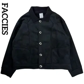 FACCIES 파치즈 페이크 무스탕 보아 자켓 메탈 버튼 블랙