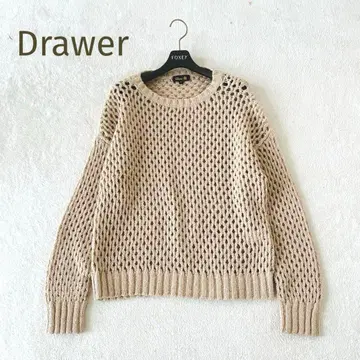새상품급 Drawer 알파카 레이스업 메쉬 긴팔 니트 베이지 사이즈 1