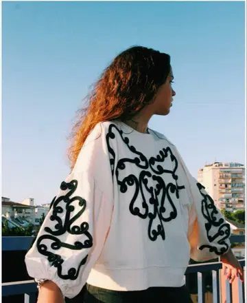 ZARA 코드 자수 벌룬 슬리브 트레이닝복