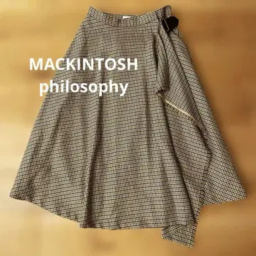 MACKINTOSH philosophy 소가죽 벨트 체크 무늬 랩스커트