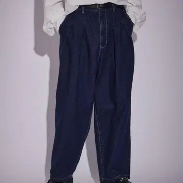 JUNRED 빈티지 데님 와이드 턱 팬츠