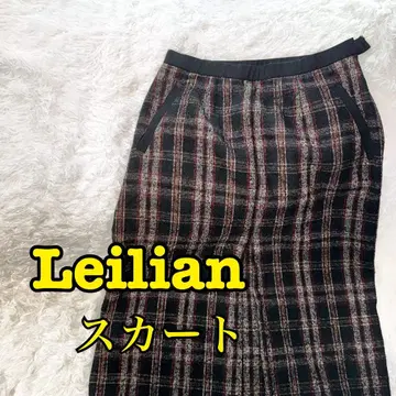 Leilian 레리안 스커트 체크 무늬 코튼 울 레이온