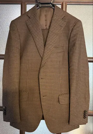 아오야마 양복 브라운 깅엄 체크 비즈니스 정장 쓰리피스 가을/겨울