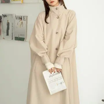 [ hinari ] 스탠드 카라 롱 코트