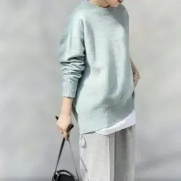 Spick and Span 캐시미어 울 크루 풀오버 블루