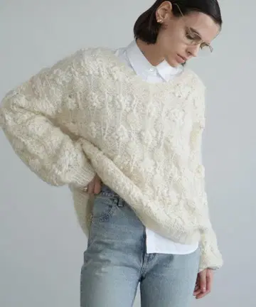 CLANE BUMPY OVER V NECK KNIT TOPS