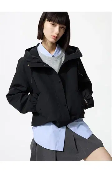 UNIQLO 코튼 블렌드 숏 후드티 M 사이즈
