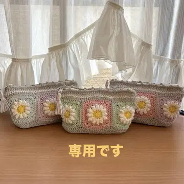 크로셰 뜨개질 지퍼 파우치 메이크업 파우치 그래니 스퀘어 모티브 뜨개질