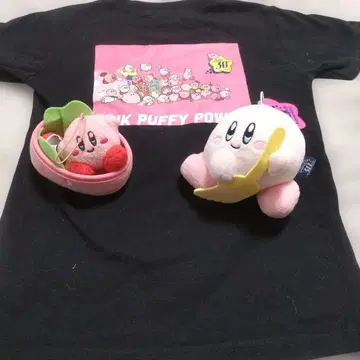 커비 30주년 바나나 봉제 인형 티셔츠 130cm