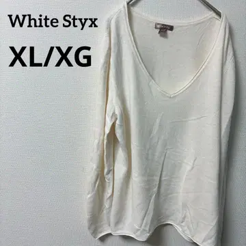 White Styx 아이보리 V넥 여성용 긴팔 니트 [ XL/XG ]