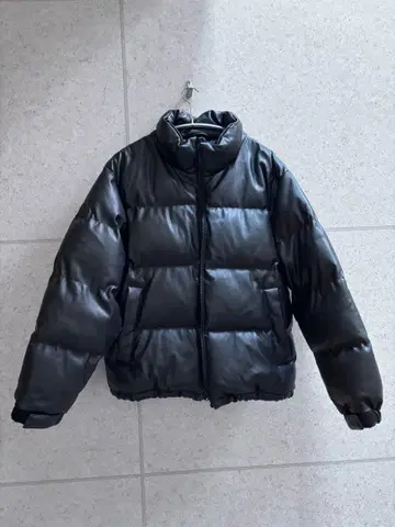 GU 히트 패디드 페이크 레더 블루종 다운 자켓 블랙 M