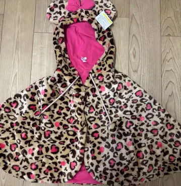 디즈니 미니 후드 부착 판초 레오파드 무늬