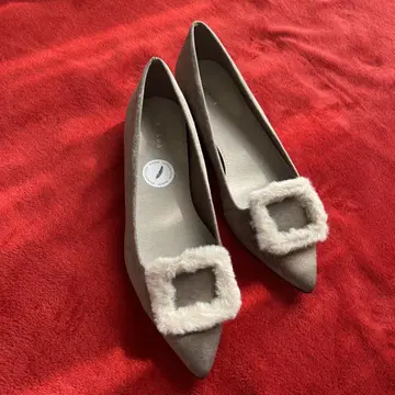 퍼 달린 스퀘어 버클 하이힐 24.5cm