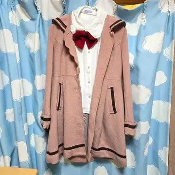 새상품급 엑시즈팜 세일러 카라 핑크 코트 블라우스 2세트