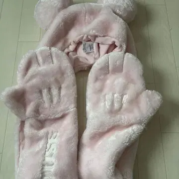 디즈니 머플러 캡 미키 핑크