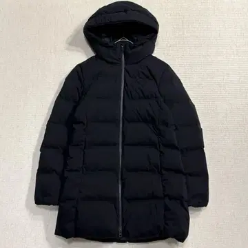 UNIQLO 심리스 다운 롱 코트 후드 경량 지퍼 블랙