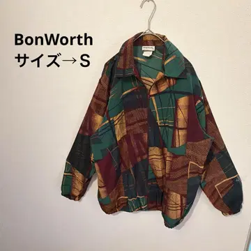 BonWorth 기하학 패턴 긴팔 셔츠 S 오버 사이즈 빅 실루엣