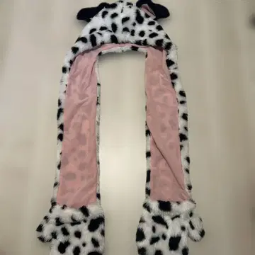달마시안 패턴 귀 달린 퍼 캡
