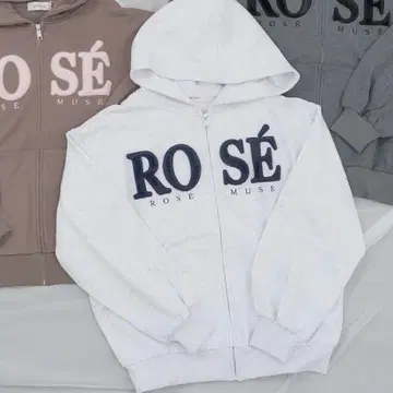 로제 뮤즈 Fur logo zip hoodie 새상품 라이트 그레이