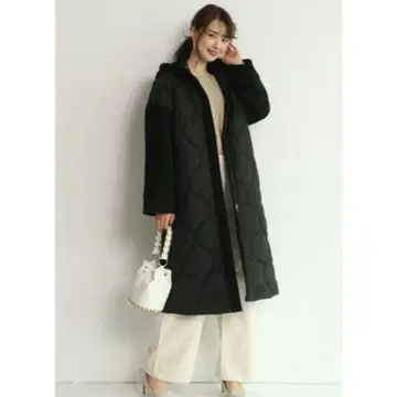 희소 마이 스트라다 퀼팅 코트 호리병 블랙 루즈핏 36