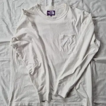 THE NORTH FACE XL 화이트 긴팔 T셔츠 퍼플 라벨