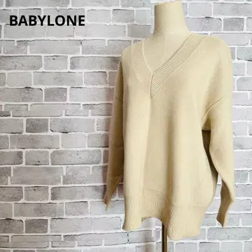 BABYLONE V넥 니트 스웨터 루즈핏 오버사이즈 긴팔 B353
