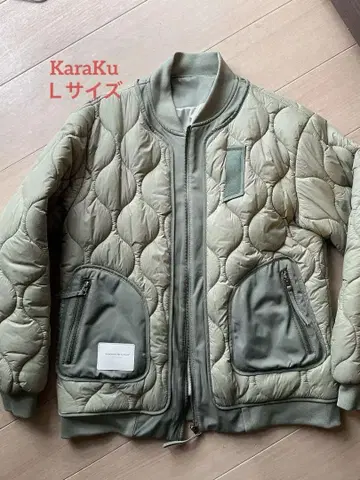 [ 미사용 ] KARAKU 카키색 퀼팅 다운 자켓 [ 울트라 웜 ]
