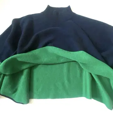 Aga 아르가 야마다야 니트 판초 케이프 네이비 그린 하이넥