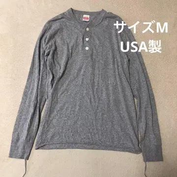 USA Healthknit 그레이 헨리넥 긴팔 T셔츠 사이즈 M