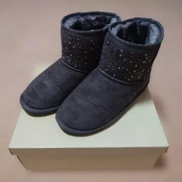 비쥬 장식 다크 그레이 숏부츠