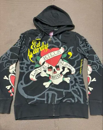 에드하디 Ed Hardy 스컬 그래픽 후드티
