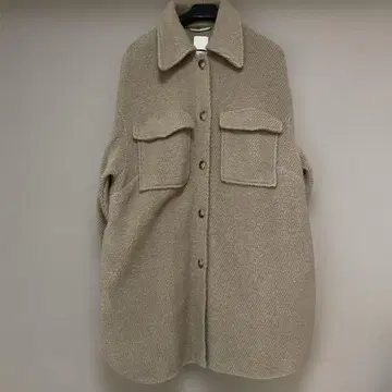 베이지 오버 사이즈 셔츠 자켓 울