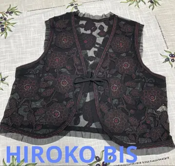 HIROKO BIS 꽃무늬 자수 오픈 프론트 베스트 HH-28