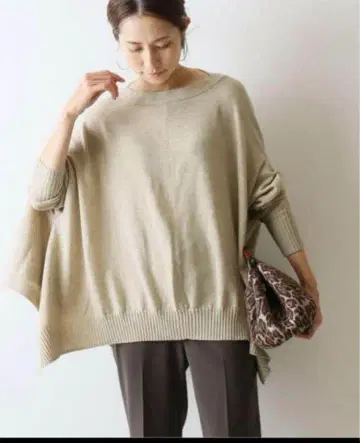 프레임워크 FRAMeWORK 하이 게이지 판초 니트 베이지