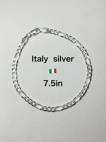 SILVER 팔찌 7.5 이탈리아제 은 실버 피가로 체인 19cm z