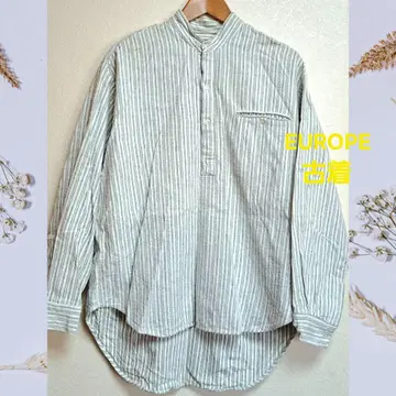 [유럽 구제 의류] 아이리쉬 셔츠 스트라이프 밴드 카라 플란넬 셔츠