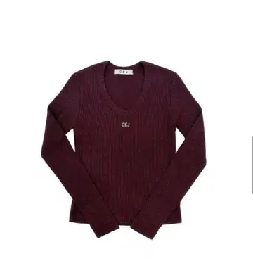 CEJ 긴팔 V넥 리브 니트