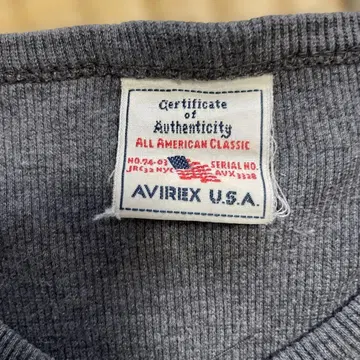 AVIREX U.S.A. 그레이 V넥 티셔츠 S