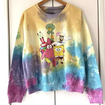 구제 빈티지풍 스펀지밥 타이다이 긴팔 티셔츠 L 사이즈