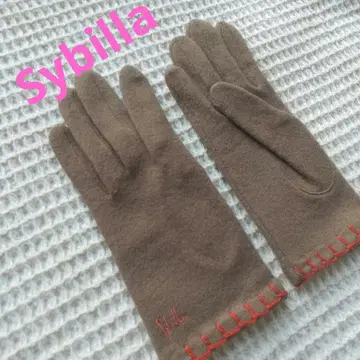 Sybilla 브라운 장갑 빨간색 테두리 포함