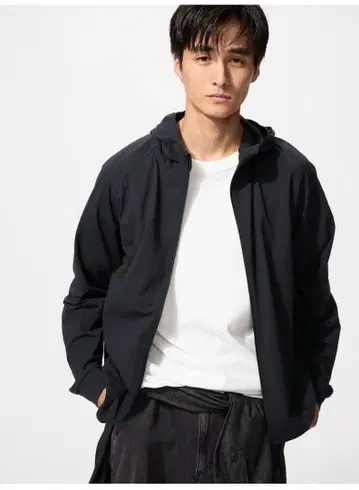 UNIQLO 드라이 EXUV 컷 풀 집업 후드티 XL 블랙