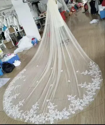 웨딩 베일 꽃무늬 자수 빗 포함